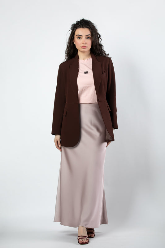Aleen fitted blazer in mocha mousse
